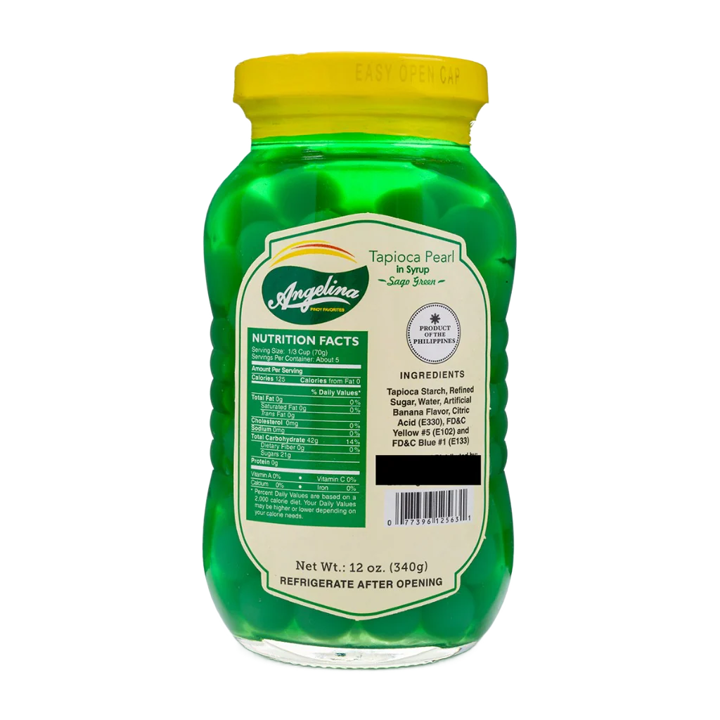 Angelina Tapioca Pearl in Syrup Sago Green 340g - Image 2