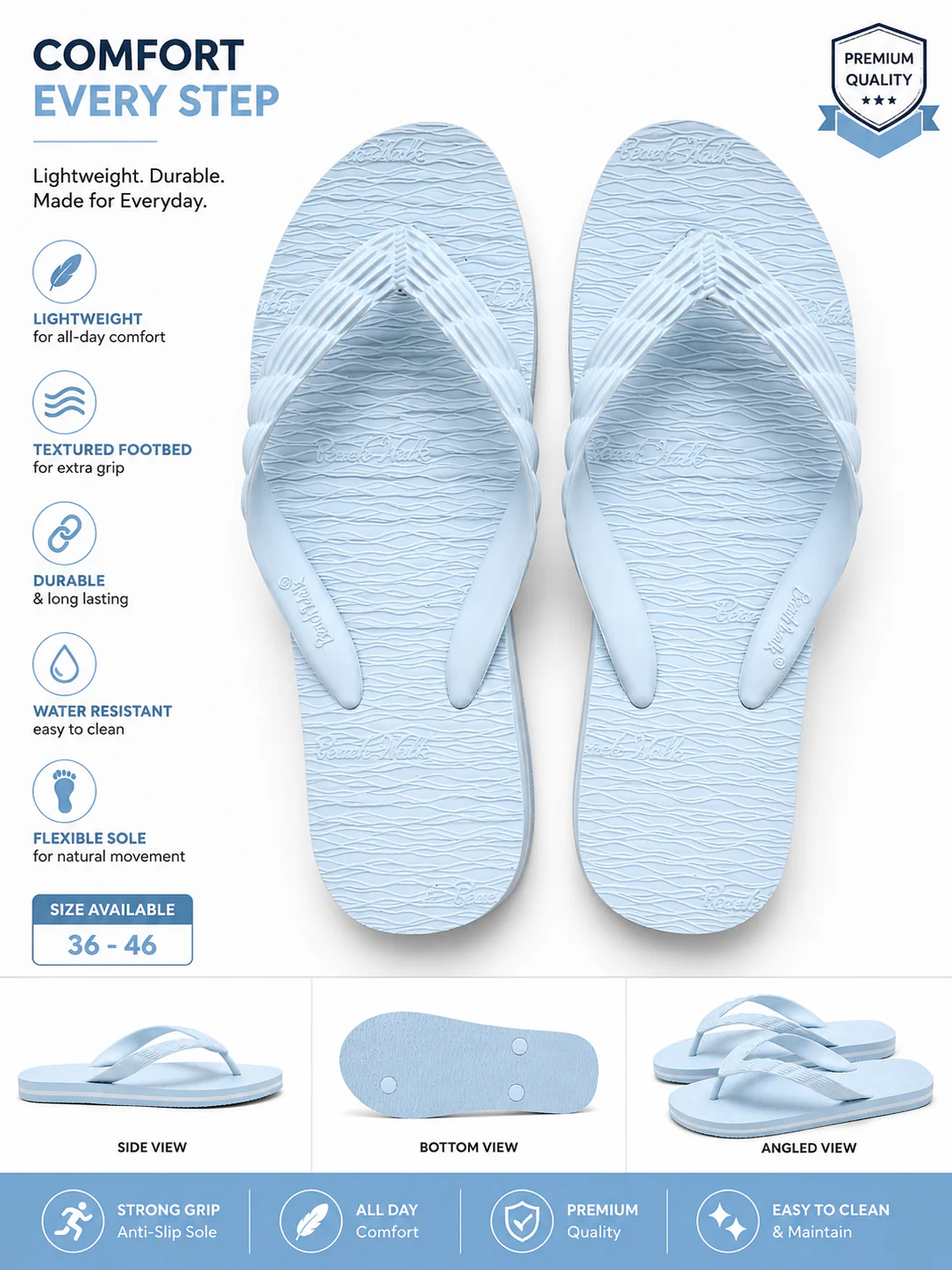 Beach Walk Tsinelas from Pilipinas Sky Blue Size 4 to 5 - Image 2