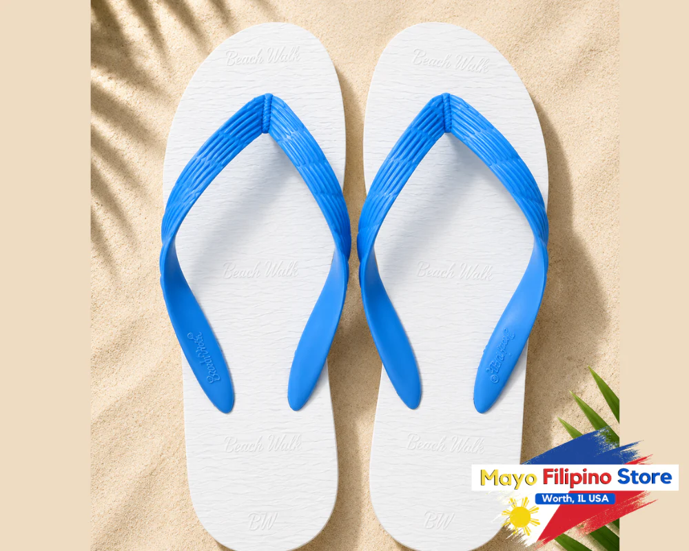 Beach Walk Tsinelas from Pilipinas White with Blue Straps Size 9 to 10