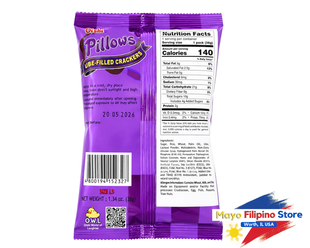 Oishi Pillows Ube Filled Crackers 38g - Image 2