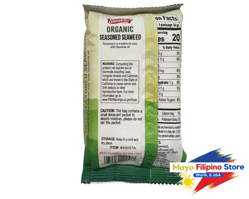 Shirakiku Organic Seasoned Premium Korean Seaweed 4g - Image 2