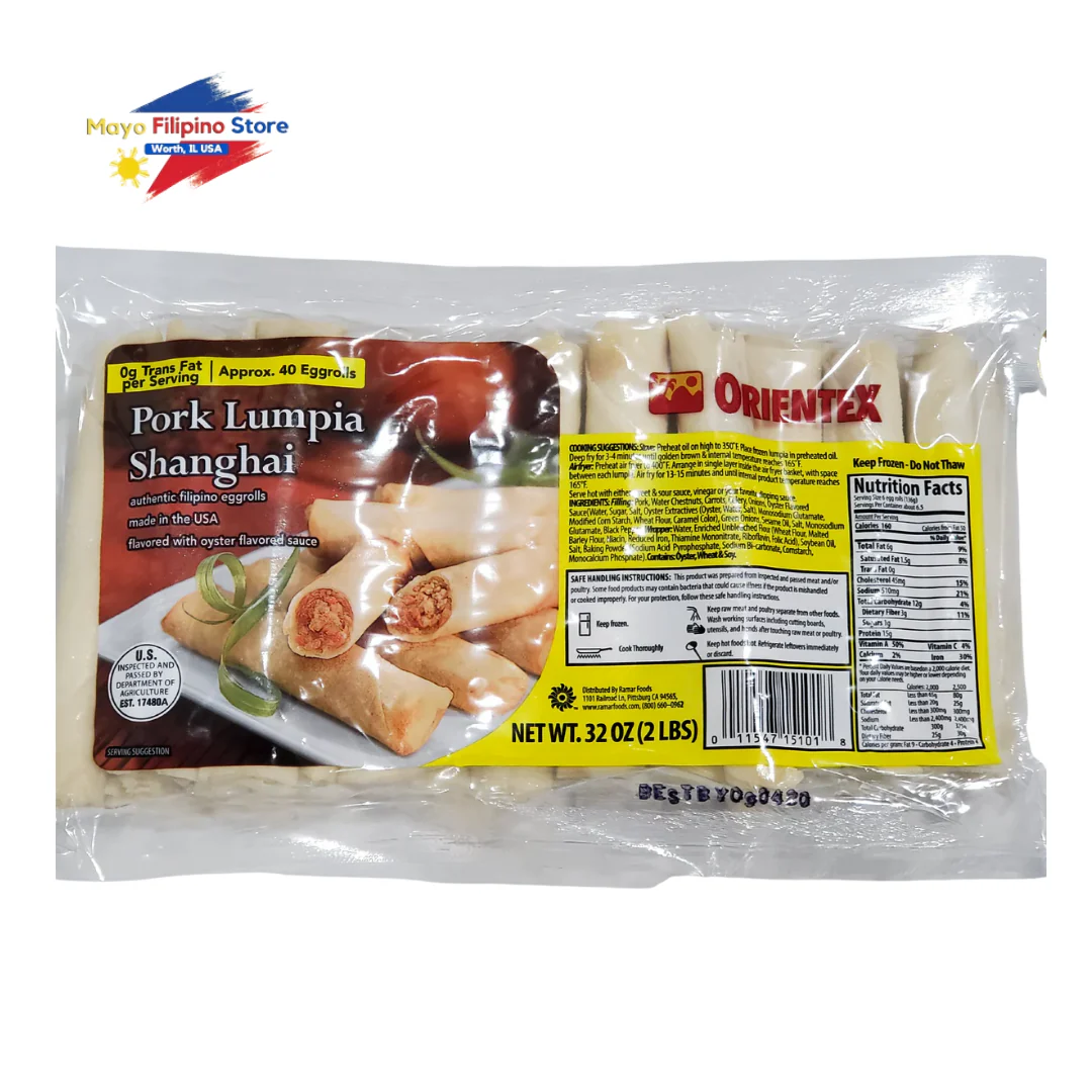 Orientex Pork Lumpia Shanghai Style Authentic Filipino Eggroll 32oz 40pcs