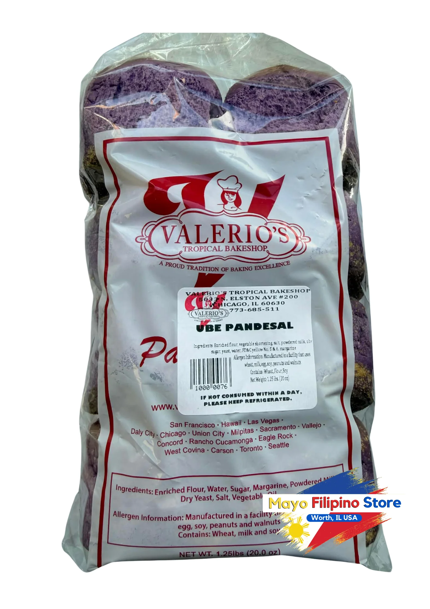 Ube Pan De Sal Valerio's Tropical Bakeshop 1129g - Image 2